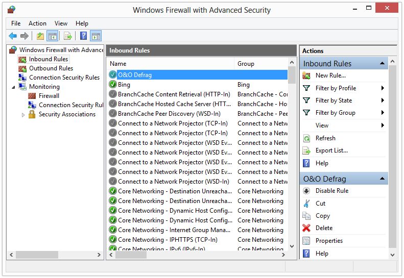 Firewall settings for O&O Defrag