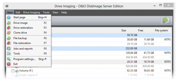 Program settings O&O Software