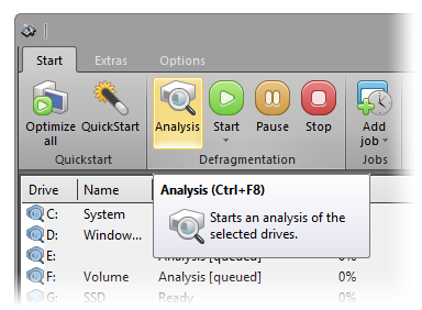 O&O Defrag: Start the analysis of your drives