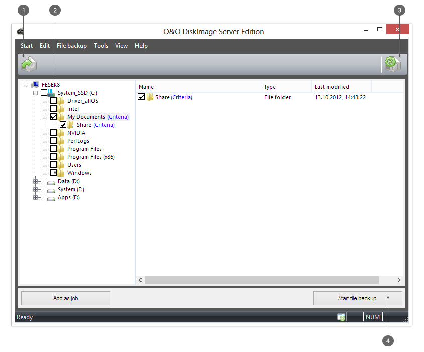 O&O DiskImage Backup Files and Folders