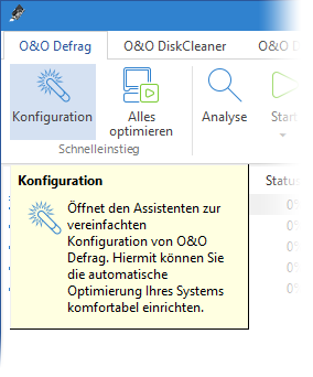 O&O Defrag Konfiguration öffnen
