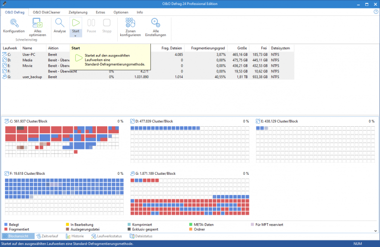 Die Defragmentierung Wurde Mit Einem Anderen Programm Geplant Informationen zur Defragmentierung O&O Software