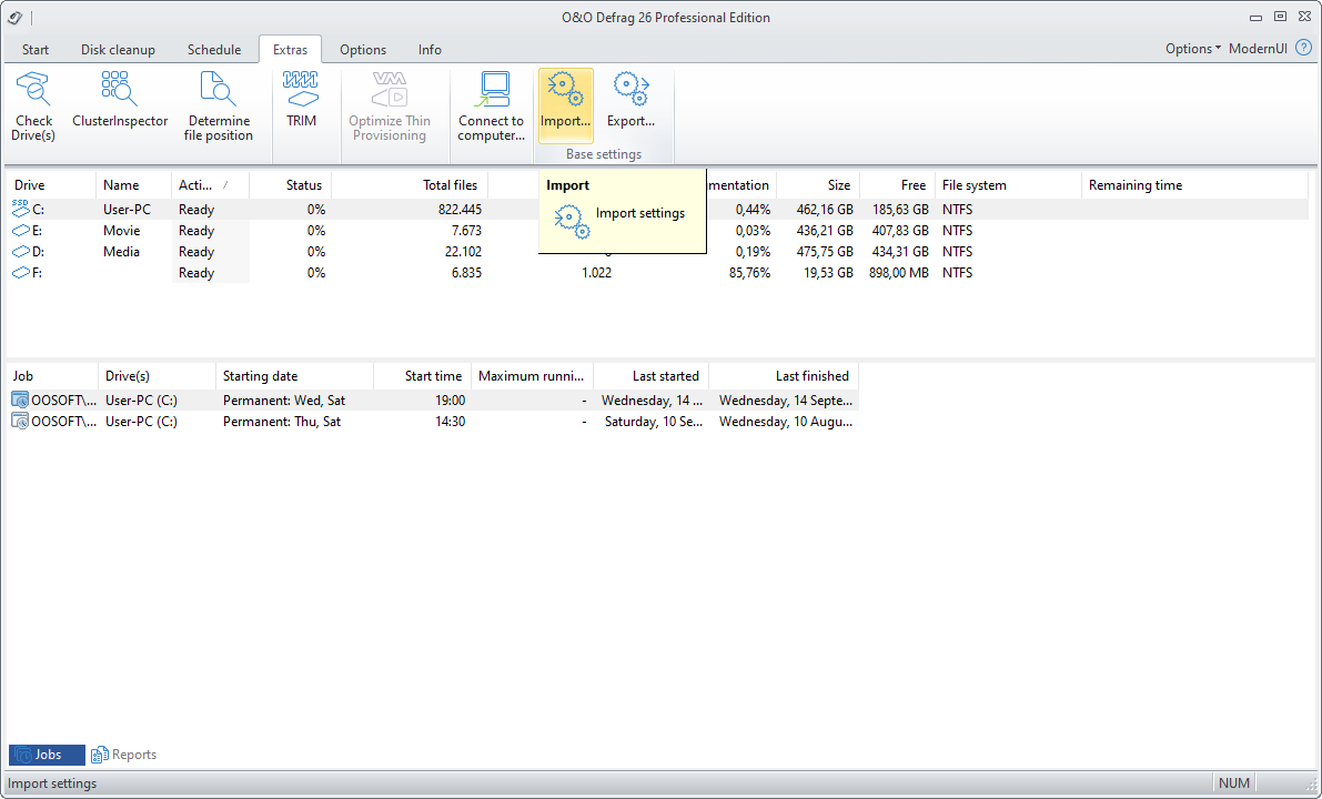 Import/Export Base settings