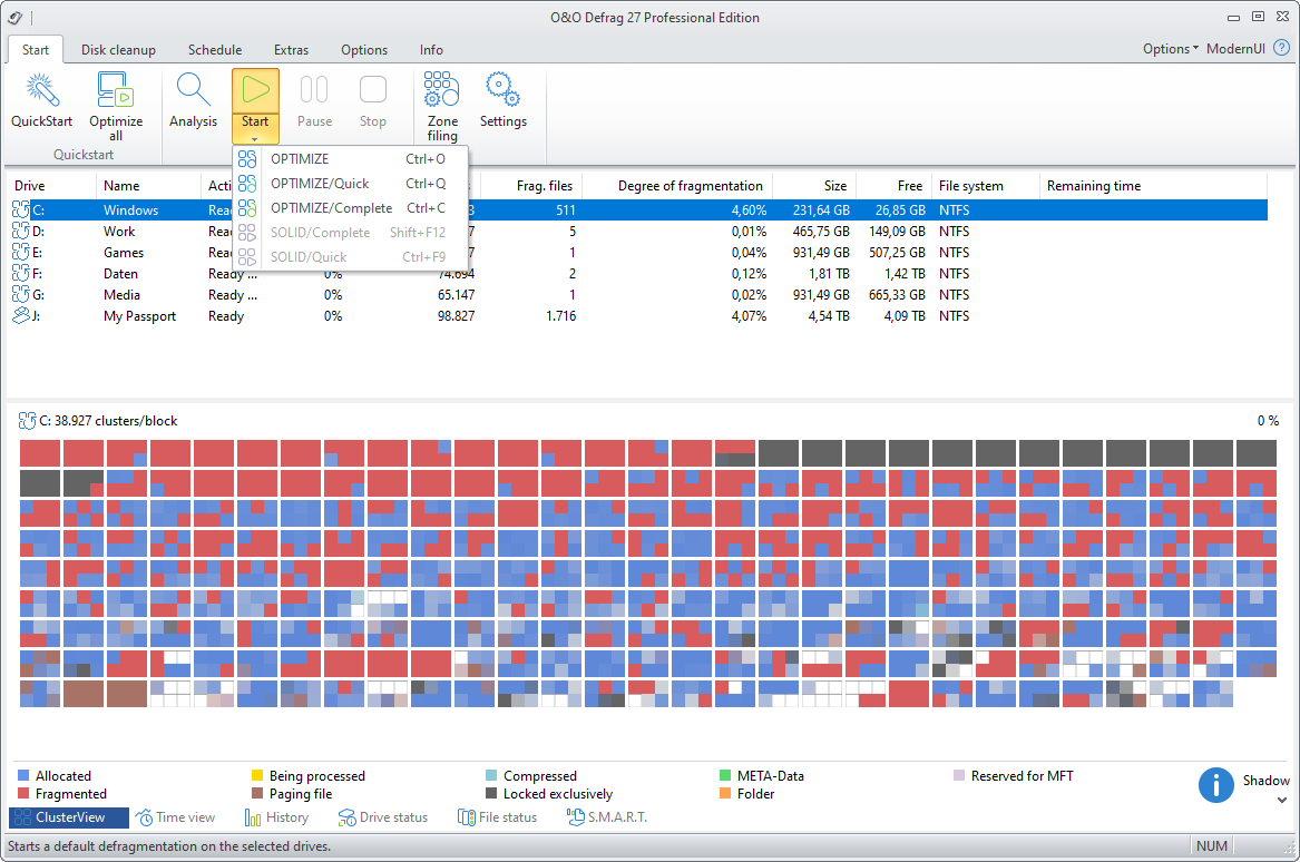 Selecting a defragmentation method