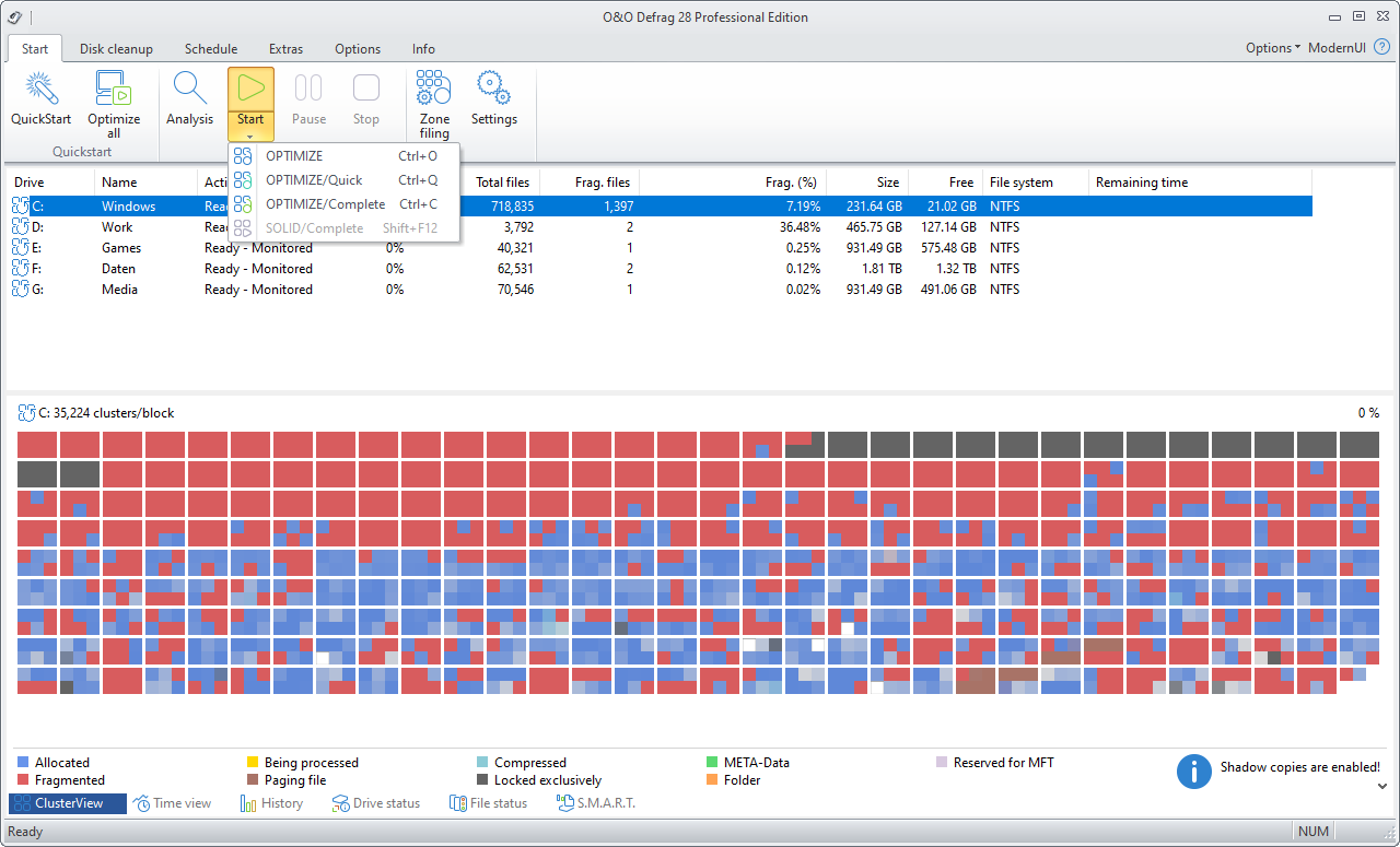 Selecting a defragmentation method