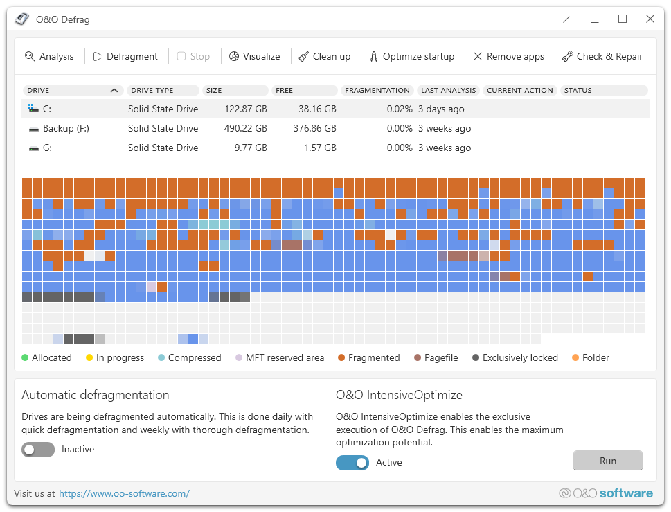 O&O Defrag Main View - ModernUI