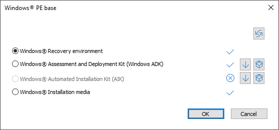 Choose Windows PE base