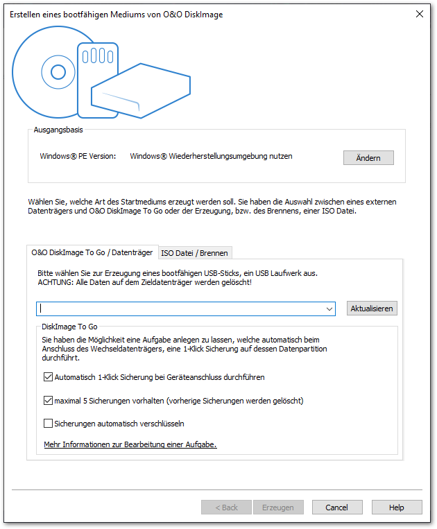 Startmedium erstellen - DiskImage To Go