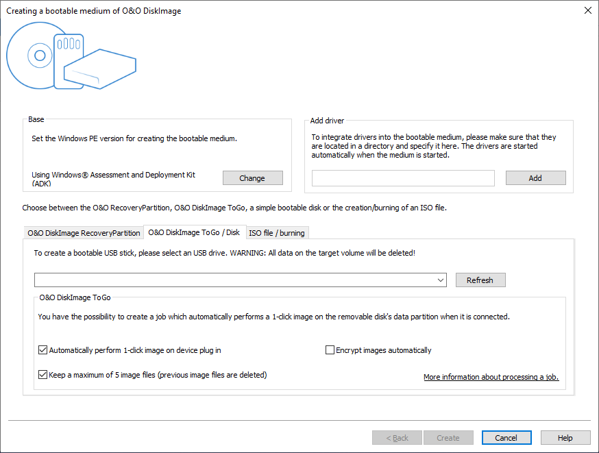 Creating a bootable medium - O&O DiskImage ToGo