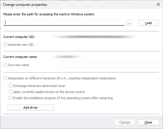 Change computer identity manually