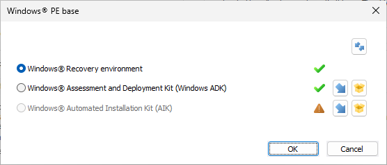 Choose Windows PE base