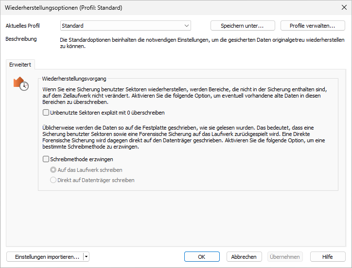 Wiederherstellungsoptionen