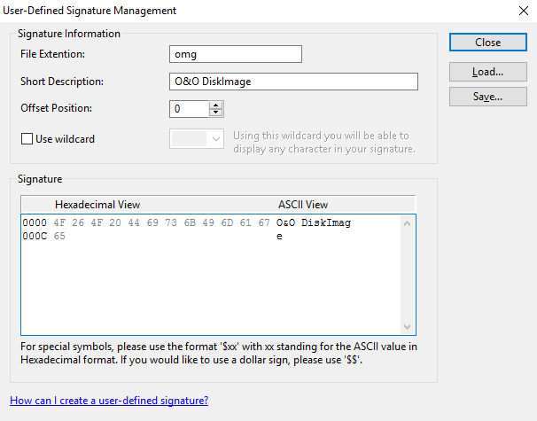 Entering of User-Defined Signatures