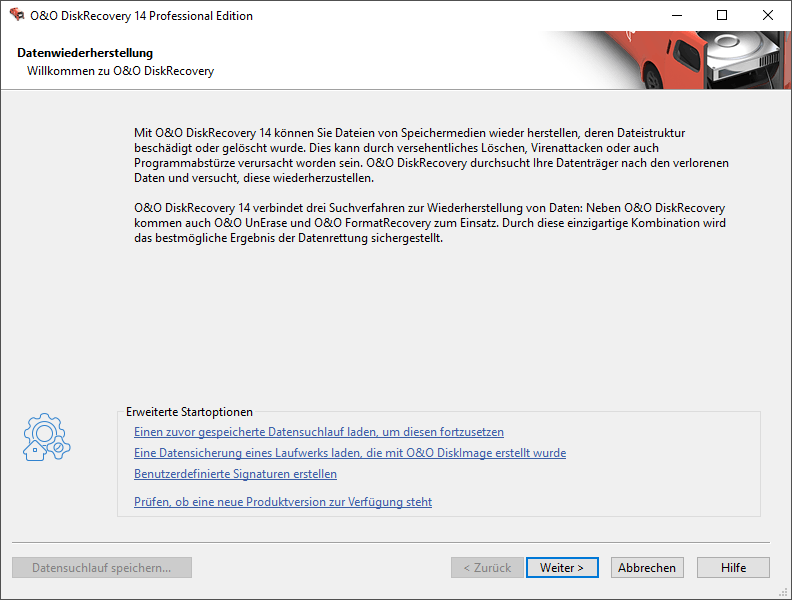 O&O DiskRecovery - Startseite