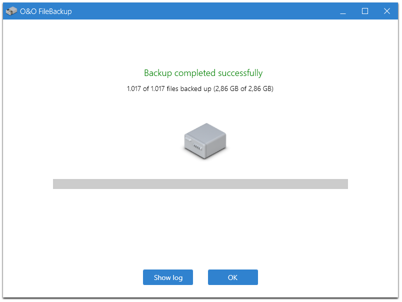 Your backup was successfully completed