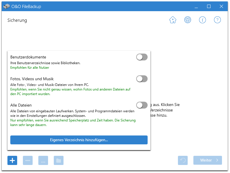 Dateitypen filtern