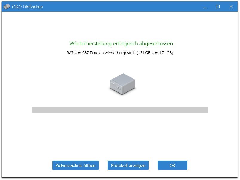 Wiederherstellung erfolgreich