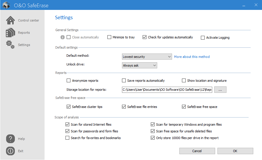 Advanced settings