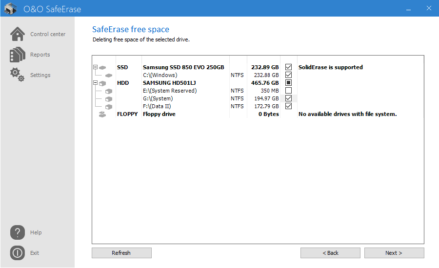 SafeErase free space