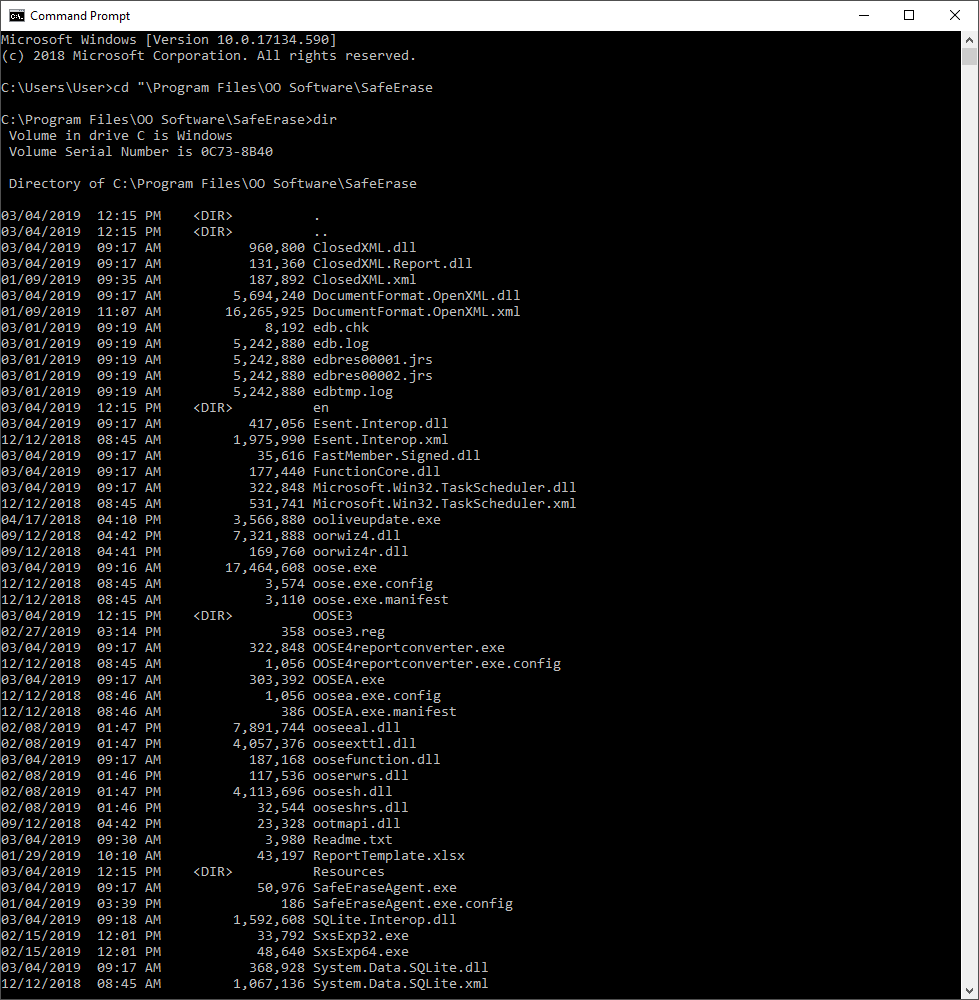 Using the command line version of O&O SafeErase