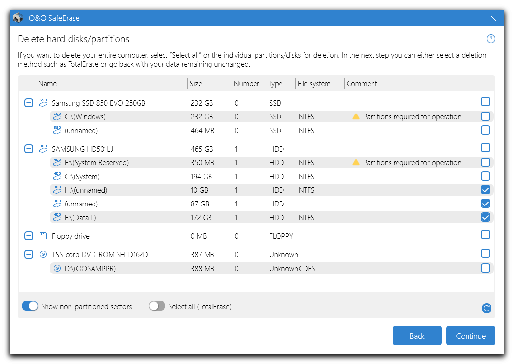 Securely delete hard disks and partitions