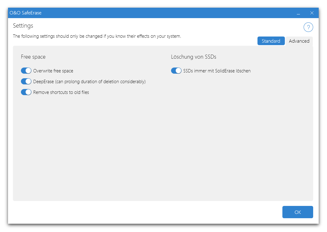 Advanced settings