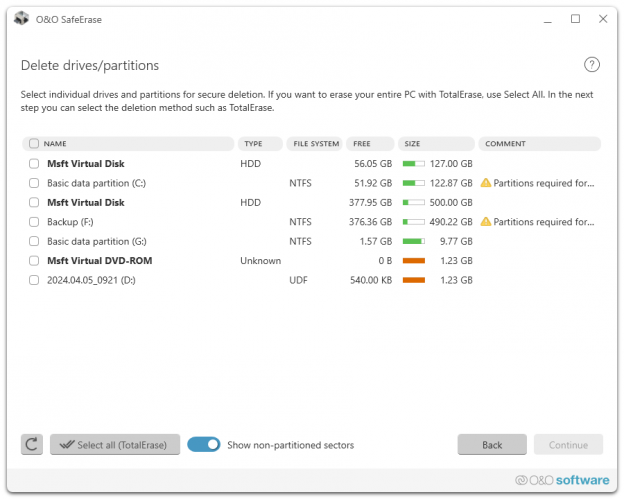 Securely delete hard disks and partitions O&O Software