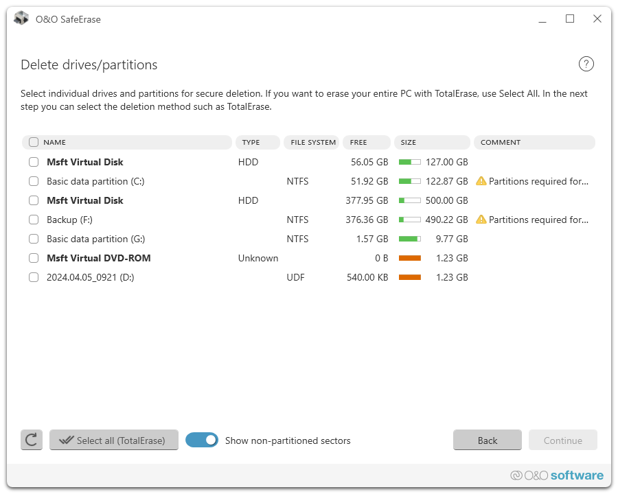 Securely delete hard disks and partitions