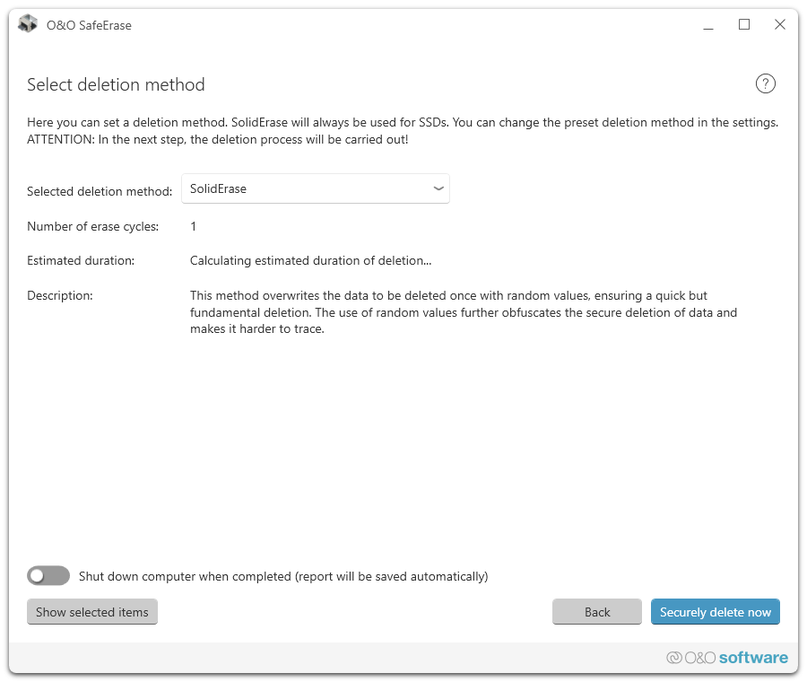 Safely delete data from Solid State Drives