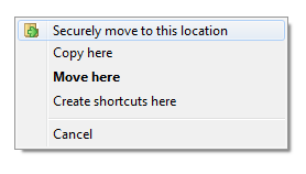 Context menu (right click) to move securely
