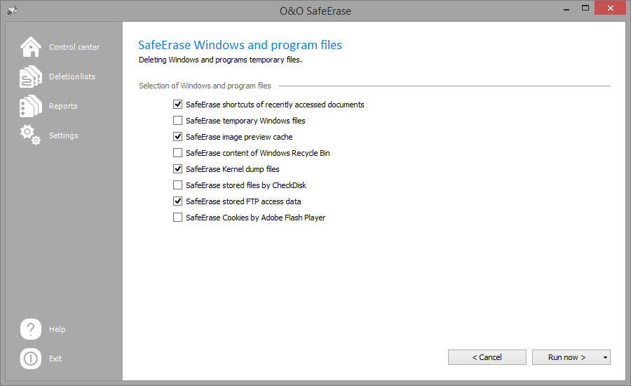 SafeErase temporary Windows and program files