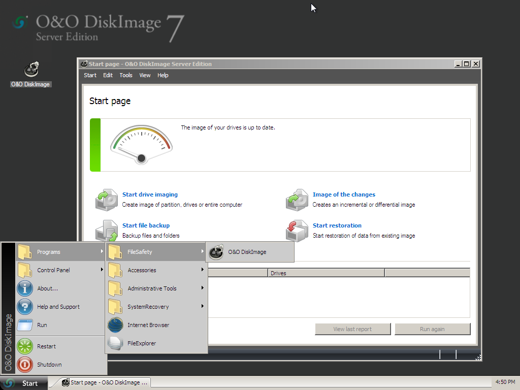 Using the Start CD from O&O DiskImage